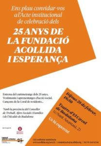 La Fundació Acollida i Esperança commemora els 25 anys amb un acte institucional a Badalona (28 febrer)
