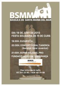 Sopar solidari a benefici de la Fundació, aquest divendres a Santa Maria del Mar