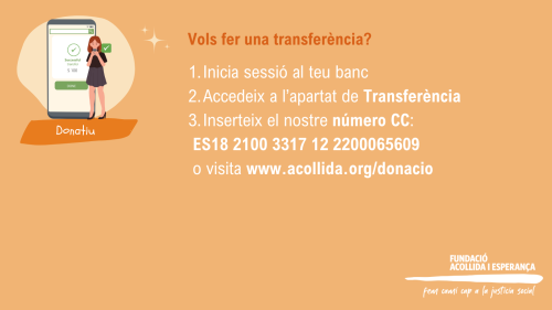 donatiu transferencia bancaria acollida i esperança