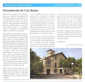 La revista “La Veu de Bufalà” publica un article dels residents de Can Banús